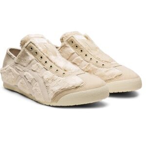 Onitsuka Tiger by Asics Cream Fur-Trimmed Athletic Shoes MEXICO 66 PARATY